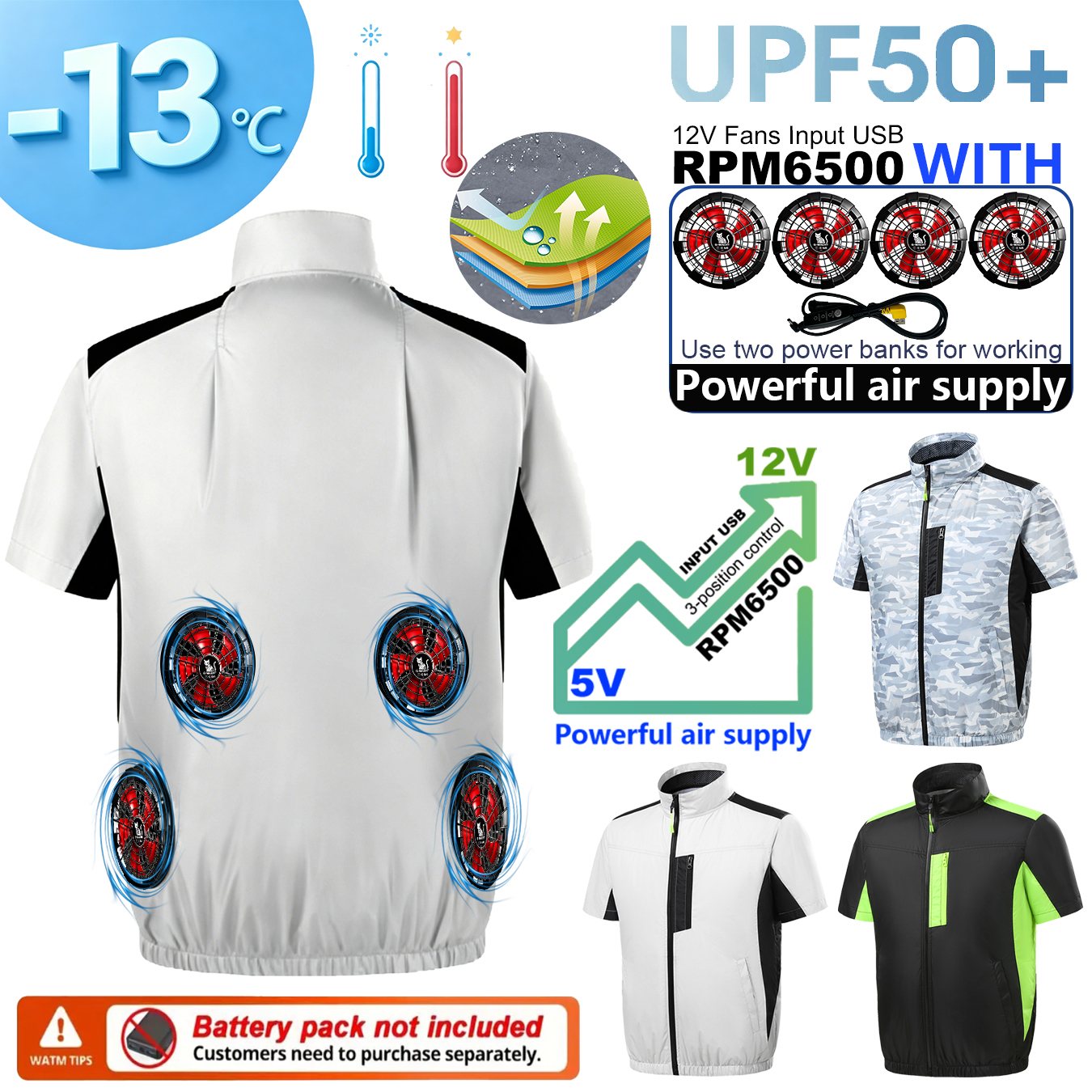 Outdoor Sport Windbreaker - Zomer 4 Fans Airconditioning Koelvest Mannen