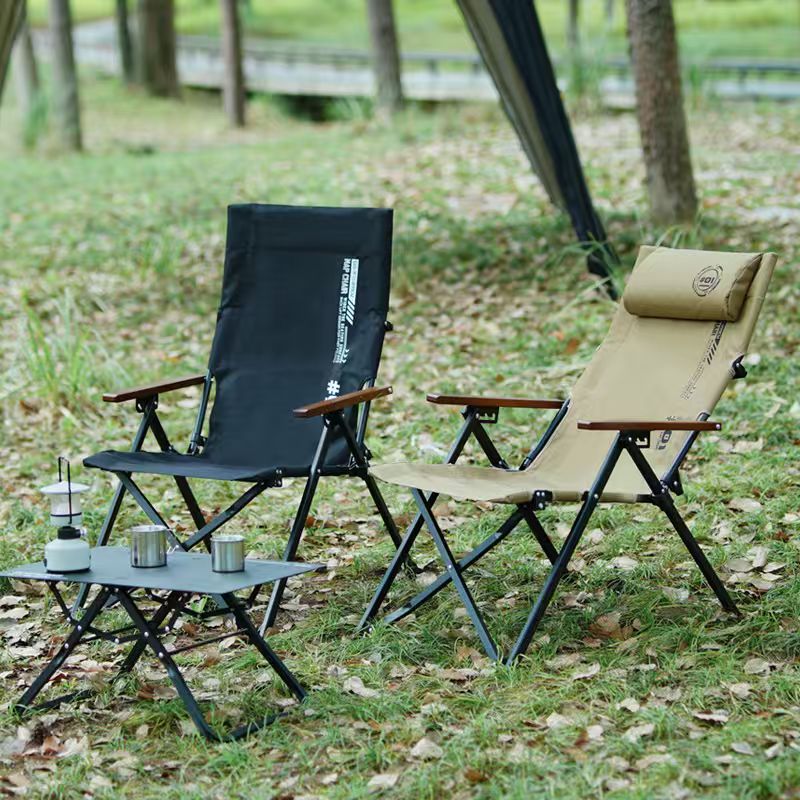 Outdoor Sport Chairs - Opvouwbare strandcampingstoel met hoge rugleuning, 4-versnellingsverstelbare