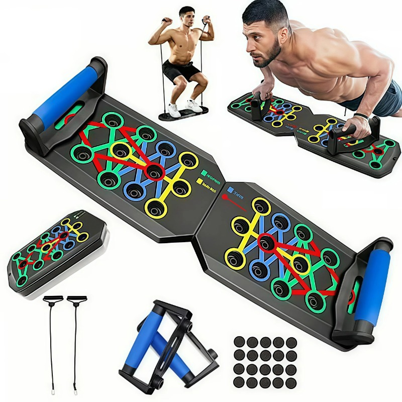 Outdoor Sport Bar - Opvouwbaar push-up board met weerstandsbanden, multifunctionele