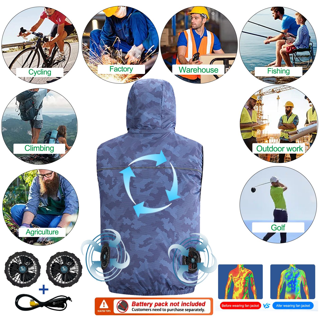 Zomer Sport 12V/5V Fan Aircond - Outdoor Sport Windbreaker recensie en prijs